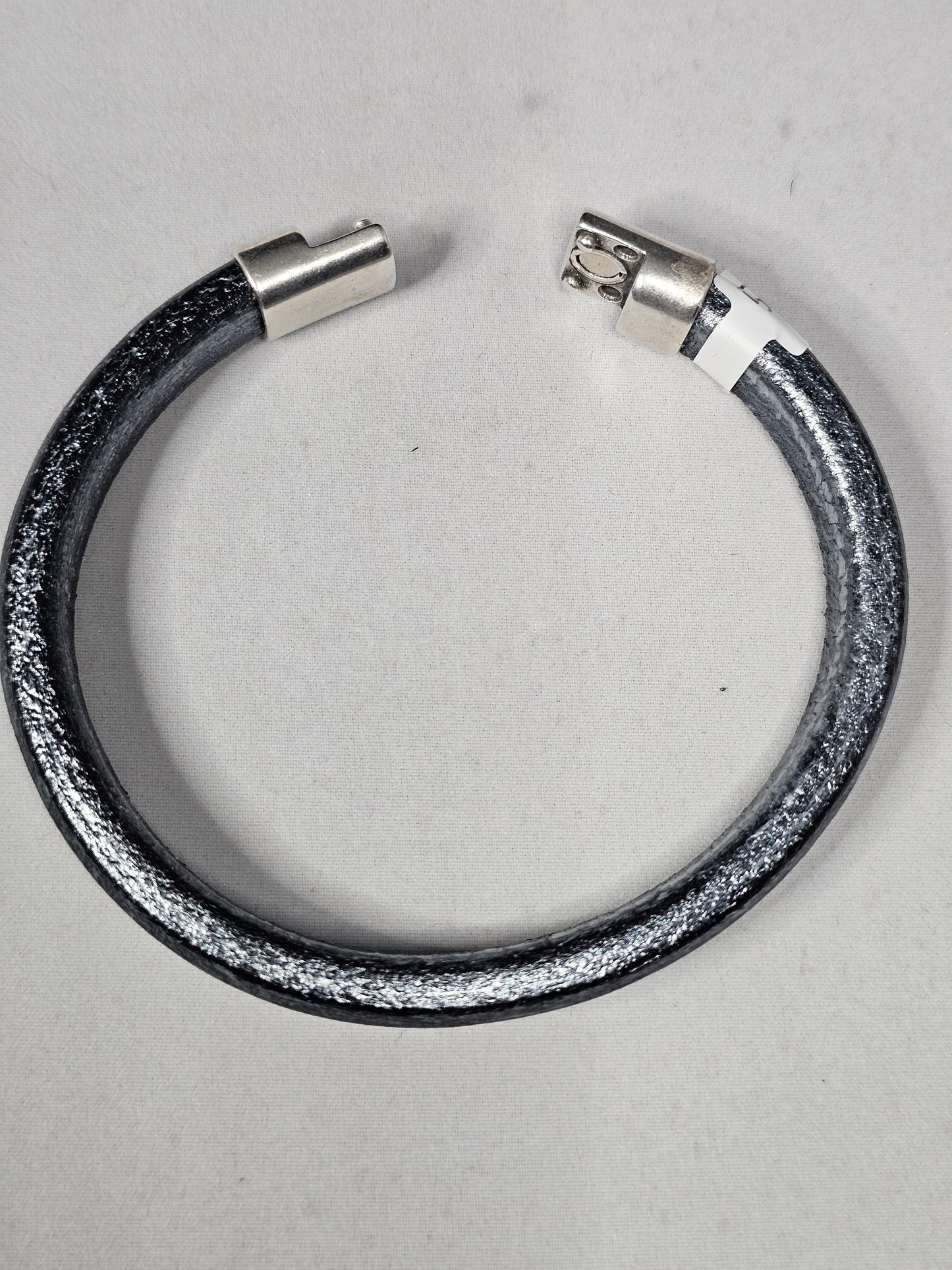 Dynamic Duo Leather & Metal Collection - Denim Washed Look Leather Bracelet