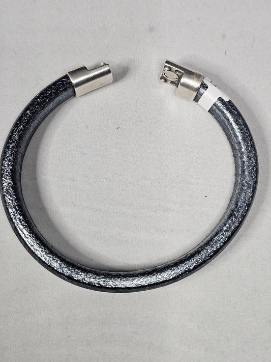 Denim Washed Colored Leather with a Sterling Silver Magnetic Clasp