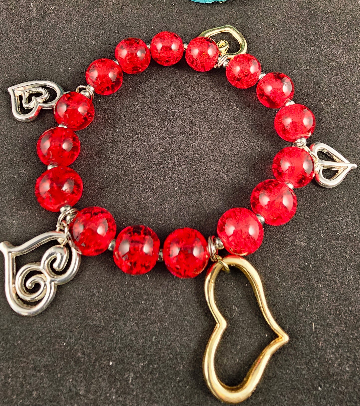 Beautiful Fiery Red Five Heartbeats Bracelet