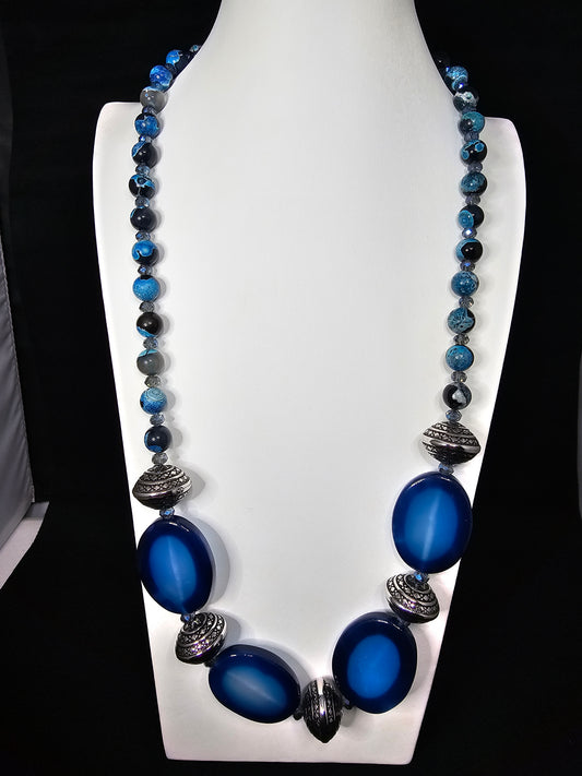 Blue Skies, Silver Moon Necklace