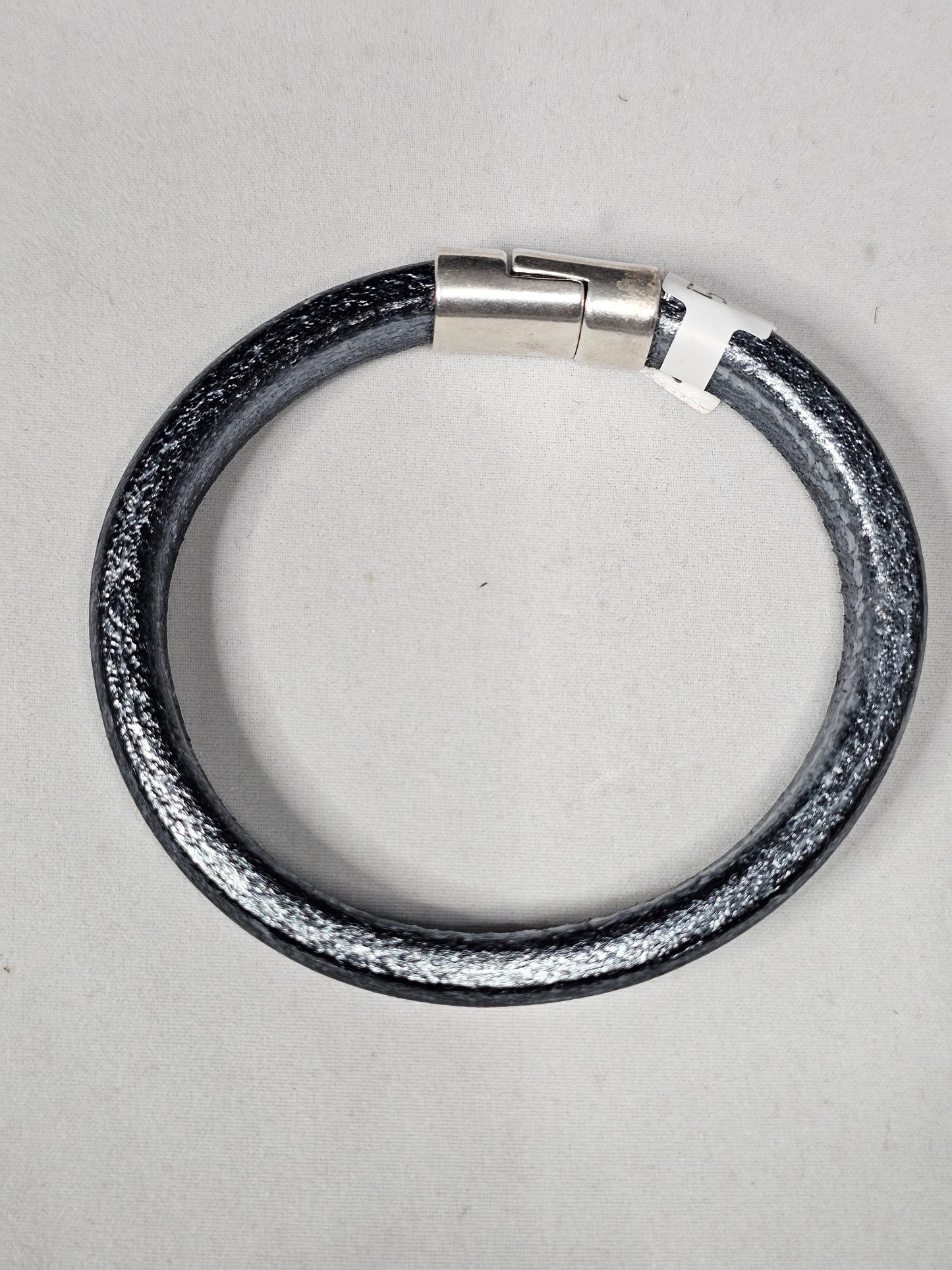 Dynamic Duo Leather & Metal Collection - Denim Washed Look Leather Bracelet