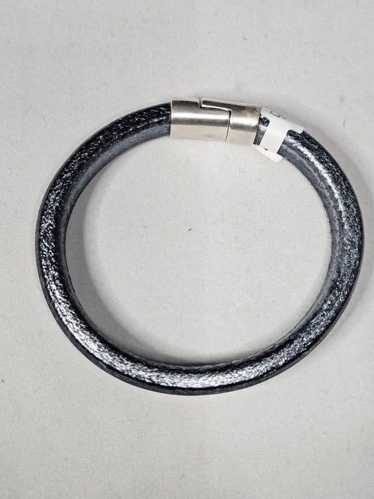 Denim Washed Colored Leather with a Sterling Silver Magnetic Clasp