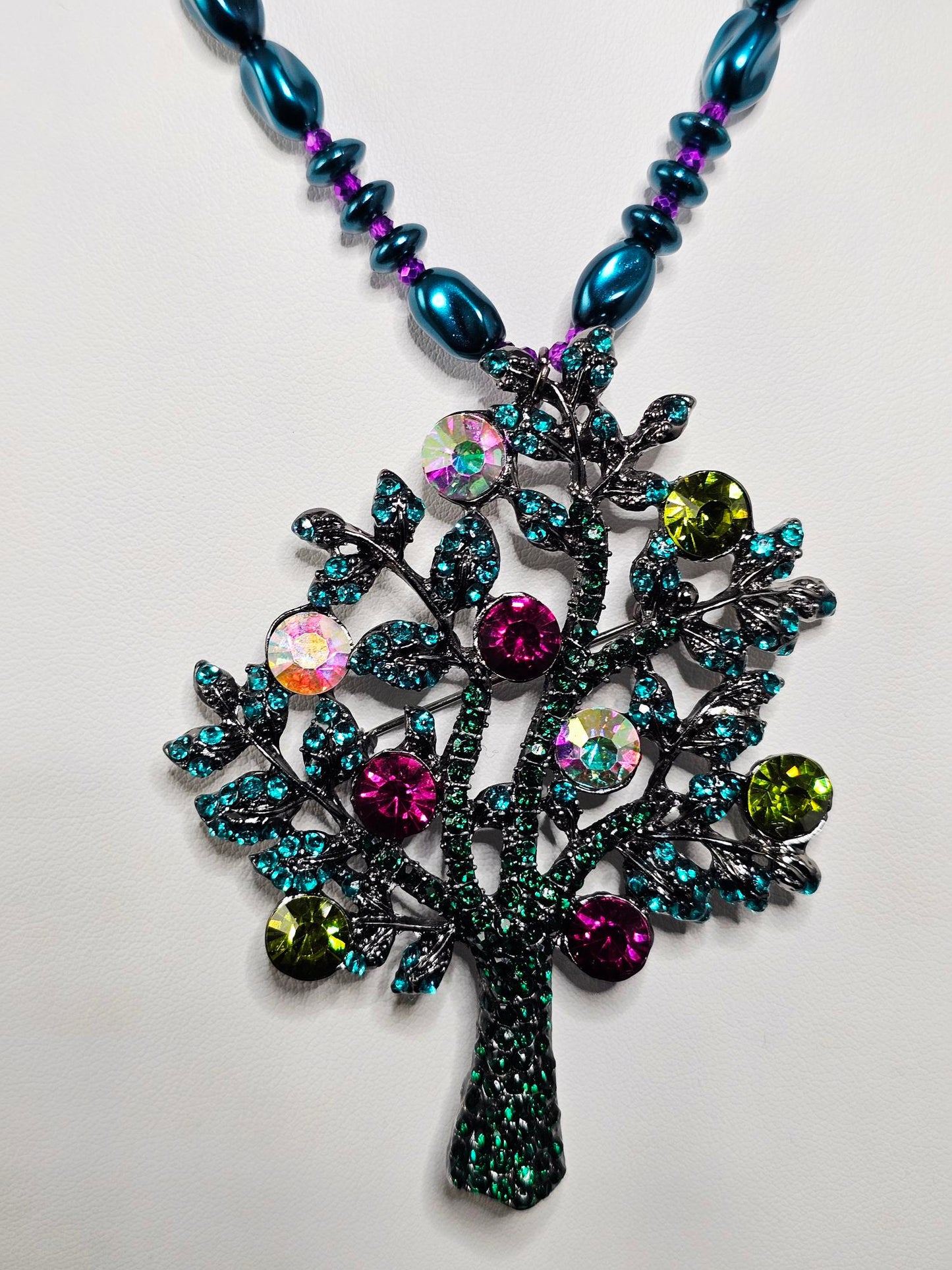 Beautiful Rhinestone Tree of Life Necklace